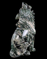 9.4" Nine Dragon Jade Hand Carved Crystal Wolf