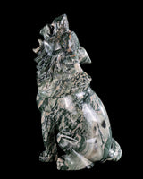 9.4" Nine Dragon Jade Hand Carved Crystal Wolf