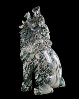 9.4" Nine Dragon Jade Hand Carved Crystal Wolf