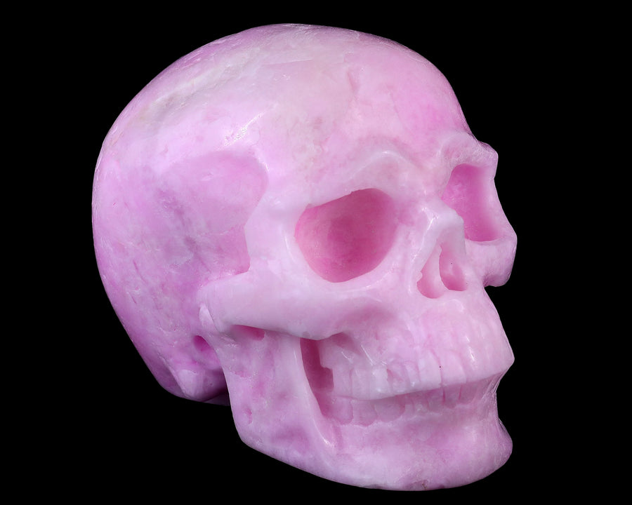 9.4" Pink Aragonite Hand Carved Realistic Skull