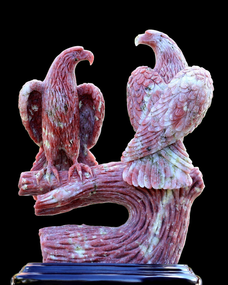 9.4" Red Agate Hand Carved Crystal Eagle