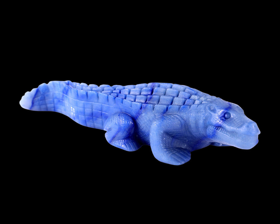 12.2" Blue Aventurine Hand Carved Crystal Crocodile