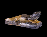 9.8" Leopard Skin Stone Hand Carved Crystal Lizard