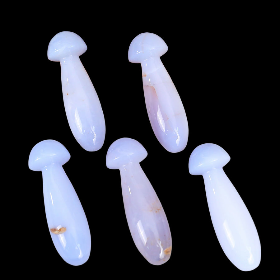 98mm Blue Chalcedony Hand Carved Mushroom Guasha Stick