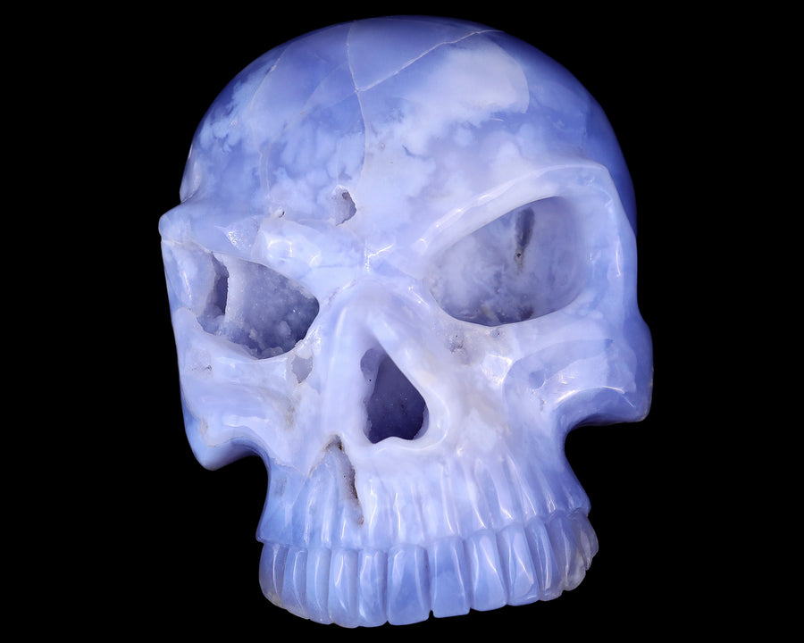 6.1" Blue Chalcedony Hand Carved Crystal Skull