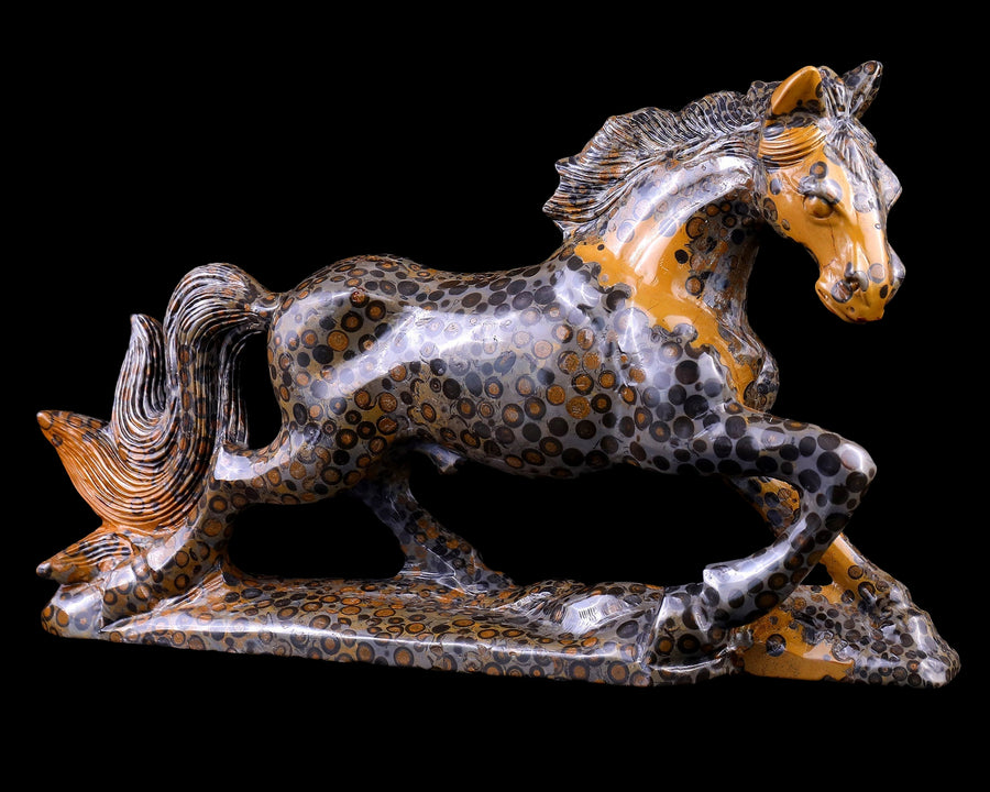 6.3" Leopard Skin Jasper Hand Carved Horse