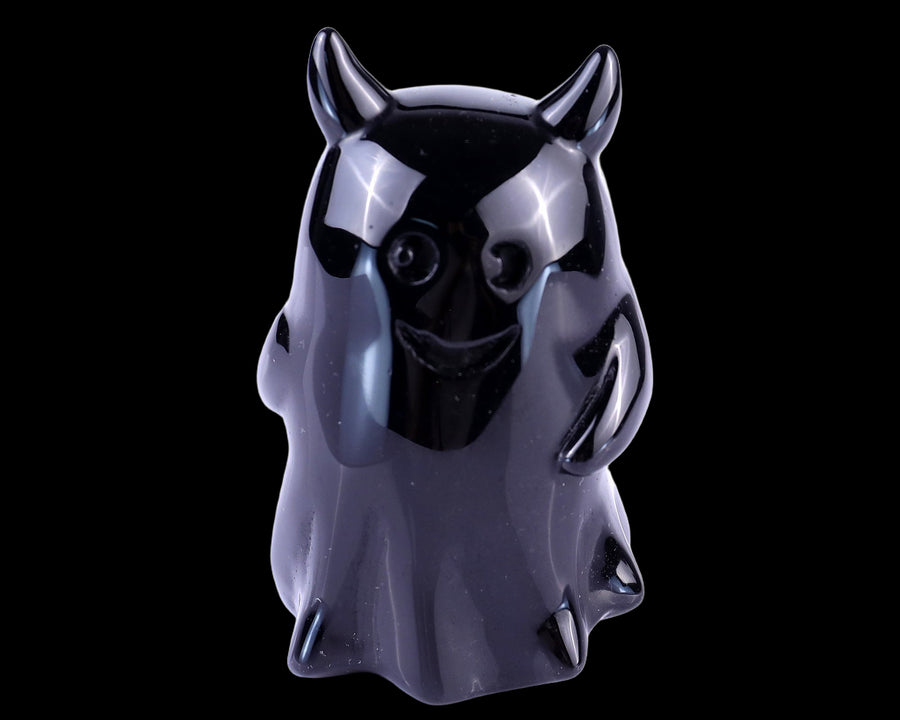 3.0" Black Obsidian Hand Carved Crystal Ghost
