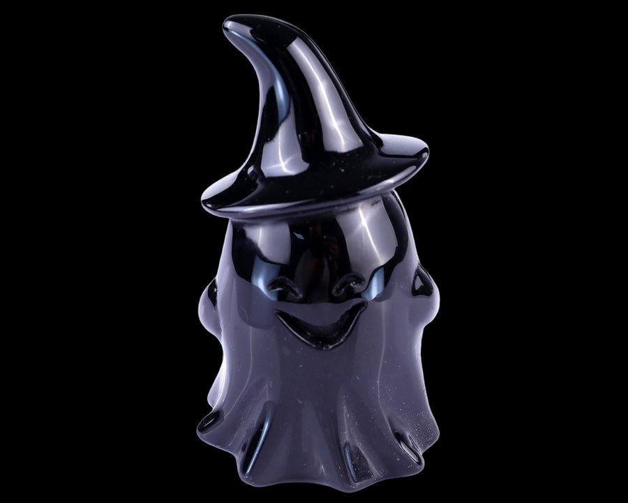 3.5" Black Obsidian Hand Carved Crystal Ghost