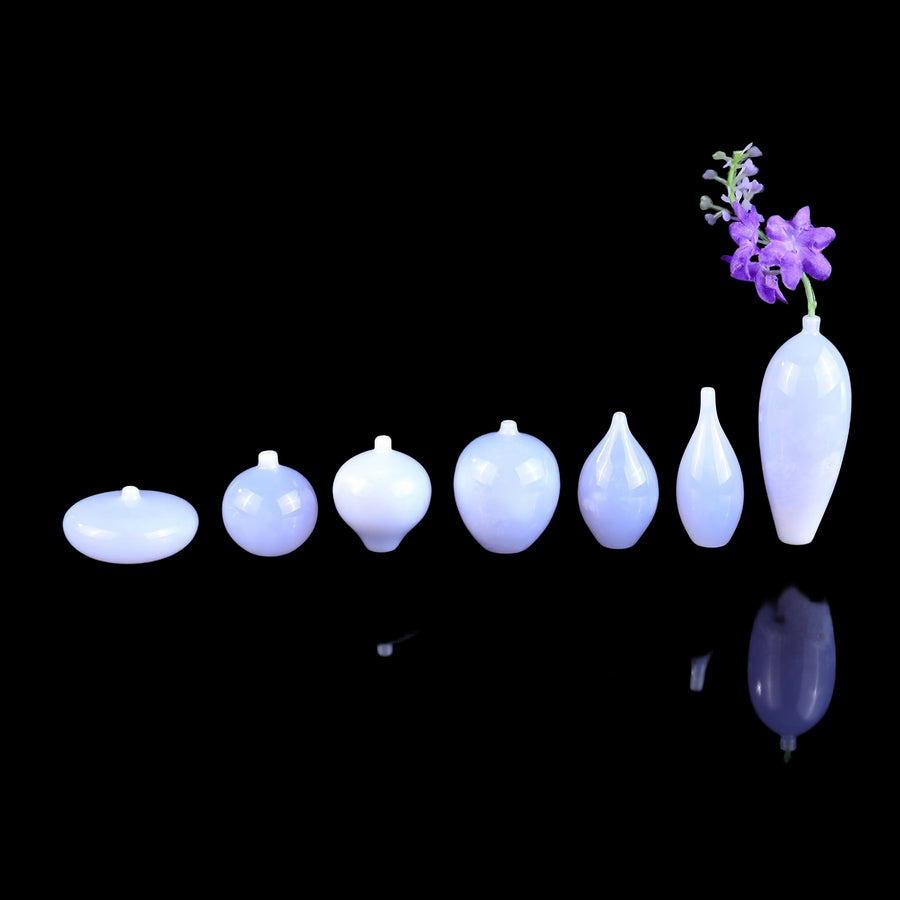 Blue Chalcedony Hand Carved Vase, Incense Holder