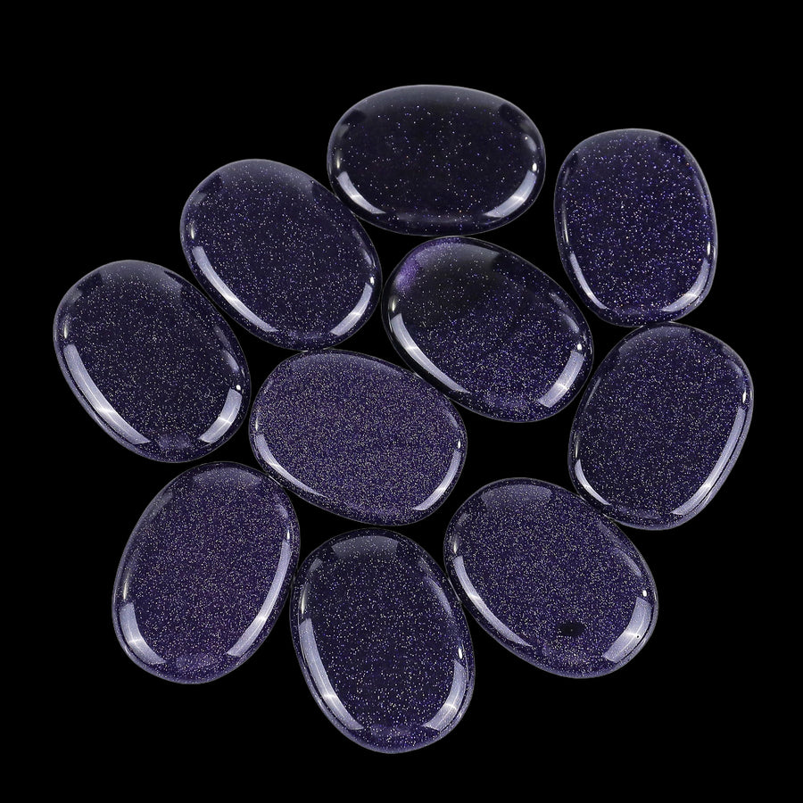 Natural Blue Goldstone Hand Carved Crystal Polished Palm Stone