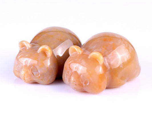 Kindred Vein Natural Chalcedony Hand Carved Crystal Panda Sculpture (SKU: S100073) - Photo 1