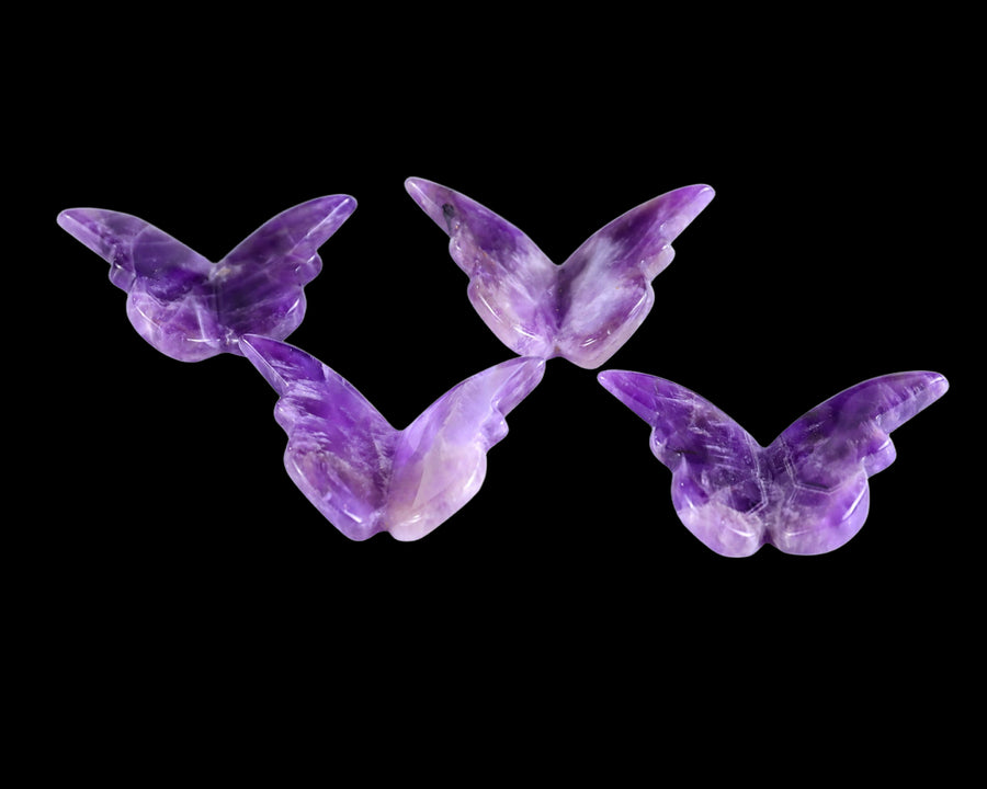 Dream Amethyst Hand Carved Crystal Butterfly Set (4pcs)