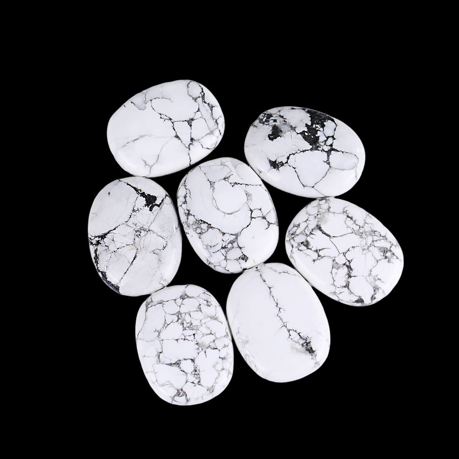 Natural Howlite Hand Carved Crystal Polished Palm Stone