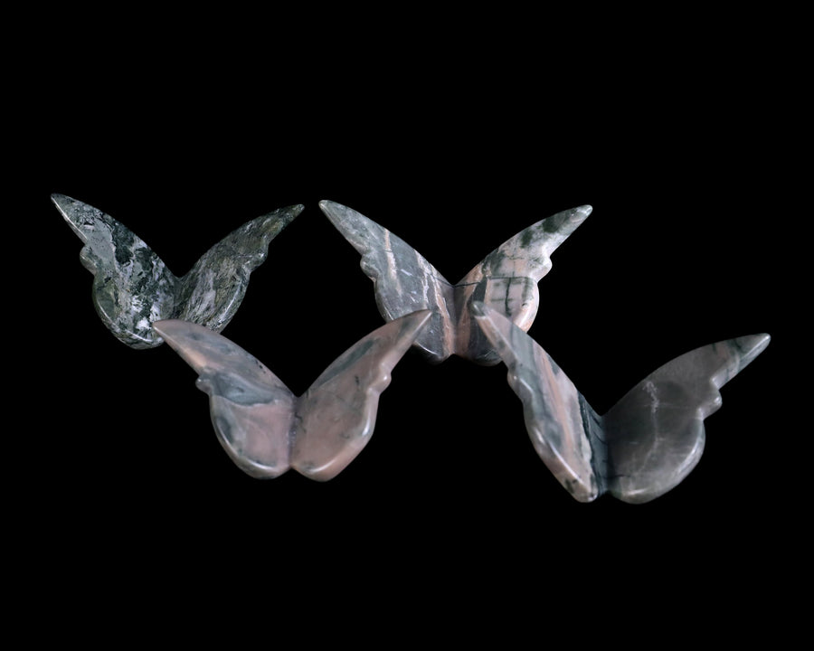 Nine Dragon Jade Hand Carved Crystal Butterfly Set (4pcs)