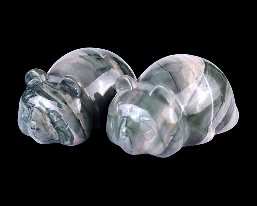 Natural Nine Dragon Jade Hand Carved Crystal Panda