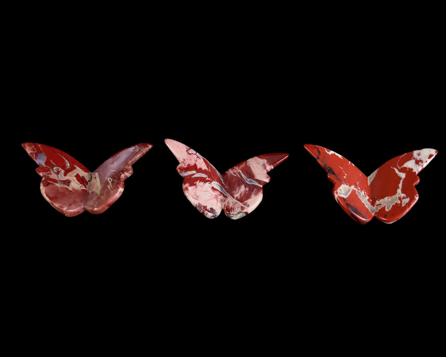 Natural Red Jasper Hand Carved Crystal Butterfly Set (4pcs)