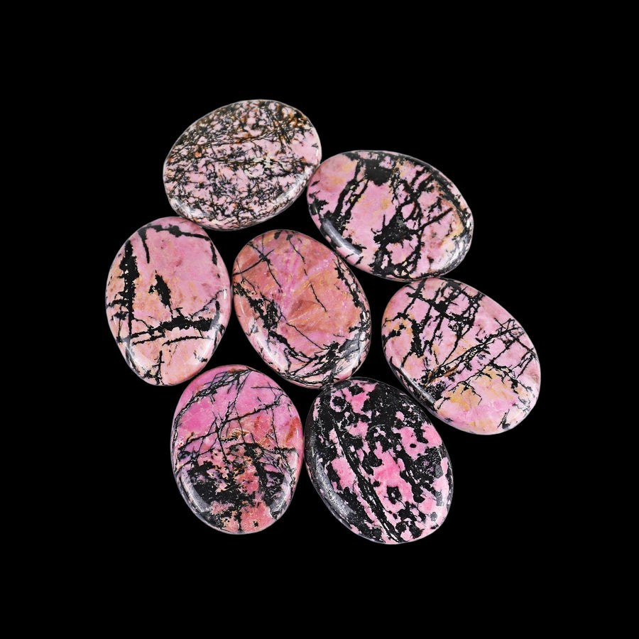 Natural Rhodonite Hand Carved Crystal Polished Palm Stone