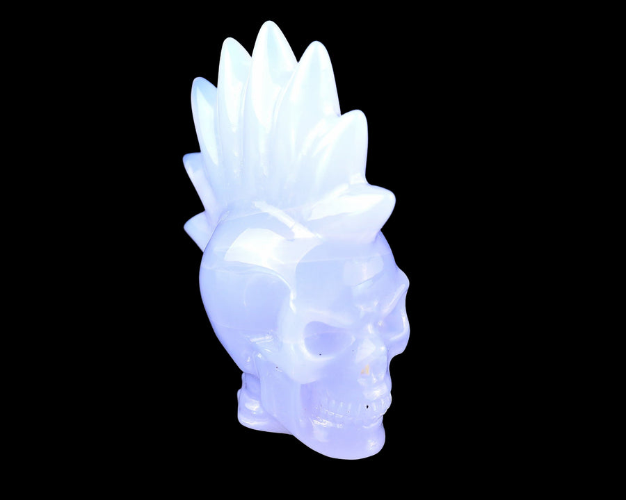 2.7" Blue Chalcedony Hand Carved Punk Skull