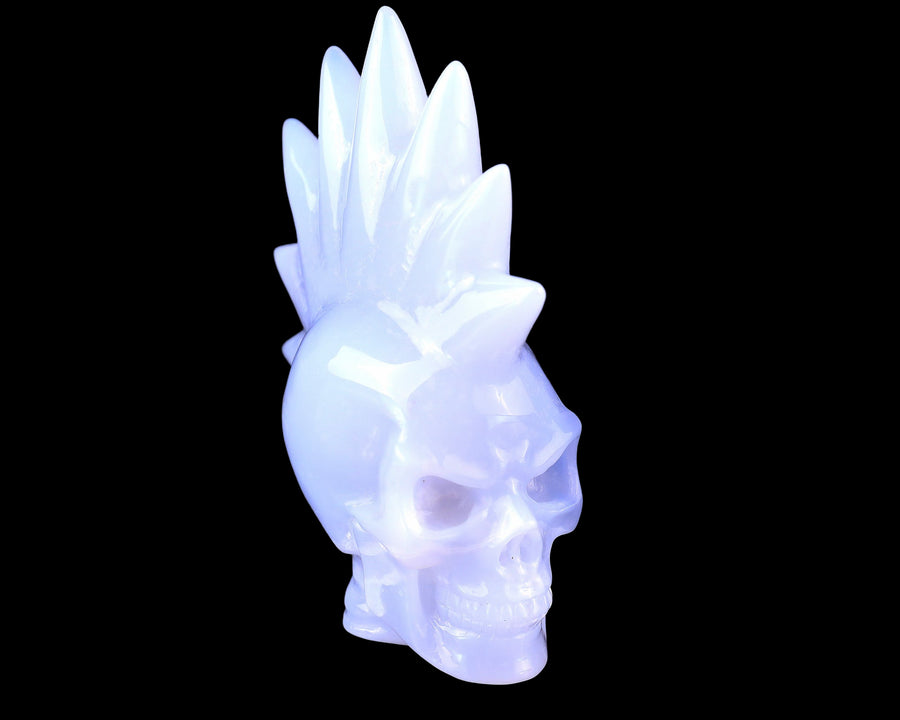 3.7" Blue Chalcedony Hand Carved Punk Skull