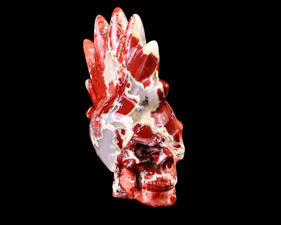 3.7" Red Jasper Hand Carved Crystal Punk Skull