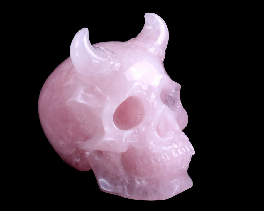 4.5" Rose Quartz Hand Carved Realistic Skull