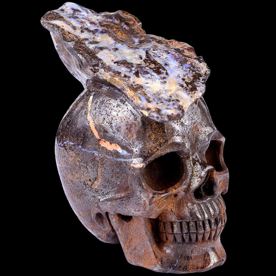 6.4" Opal Hand Carved Crystal Realistic Skull