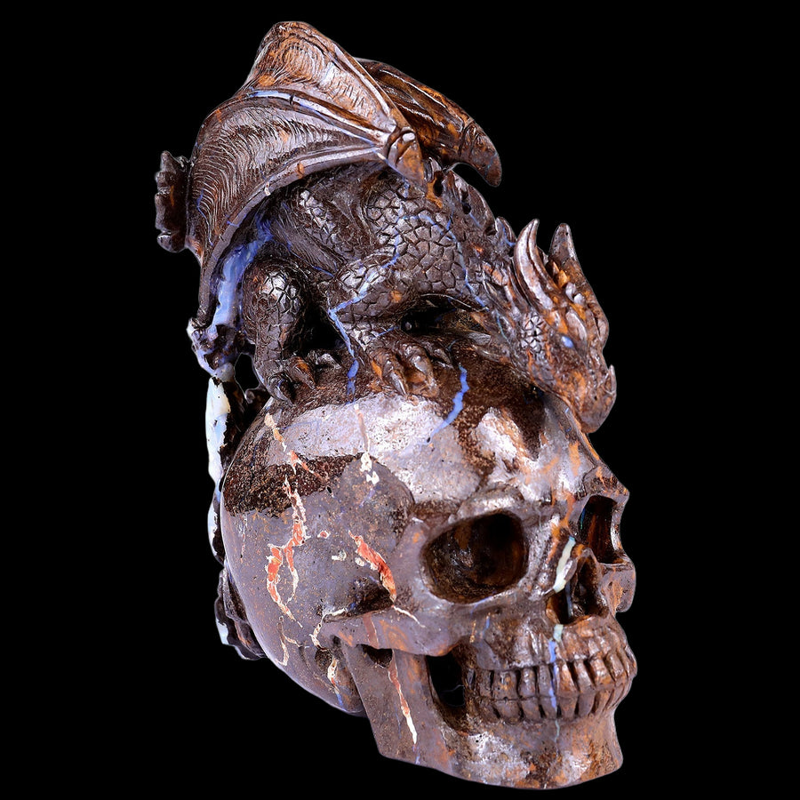 6.8" Opal Hand Carved Crystal Realistic Skull