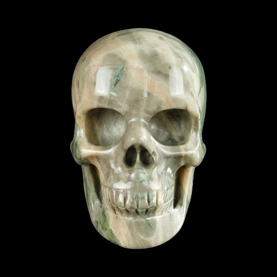 2.2" Nine Dragon Jade Hand Carved Crystal Realistic Skull