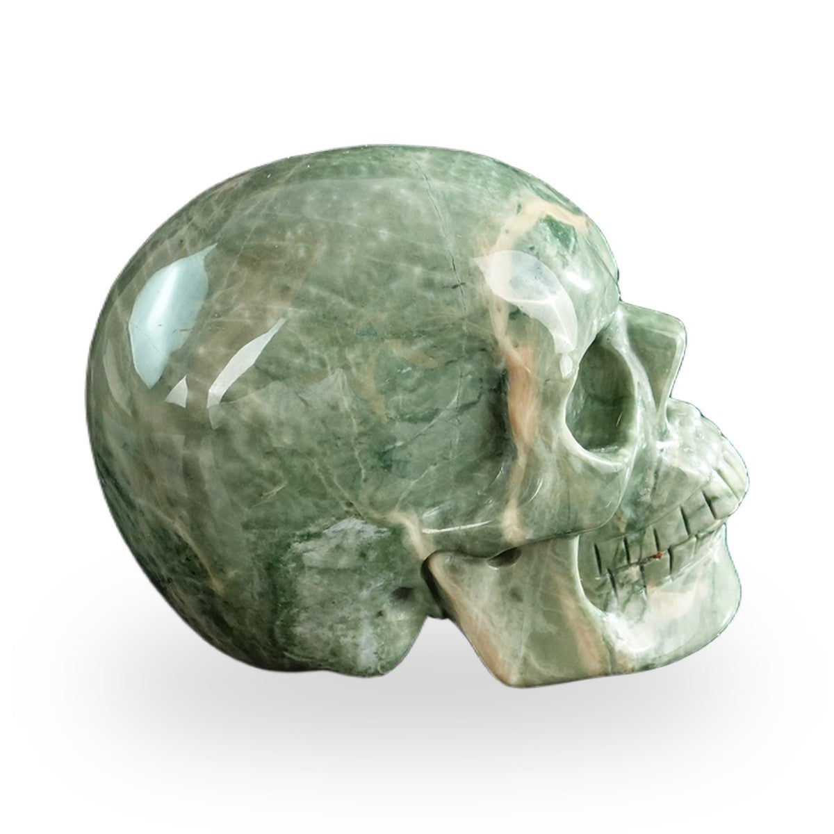 Kindred Vein 3" Nine Dragon Jade Hand Carved Crystal Realistic Skull Sculpture (SKU: SKH30HA04) - Photo 29