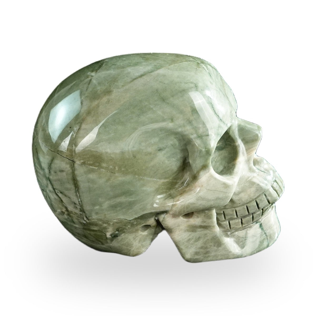 Kindred Vein 3" Nine Dragon Jade Hand Carved Crystal Realistic Skull Sculpture (SKU: SKH30HA05) - Photo 37