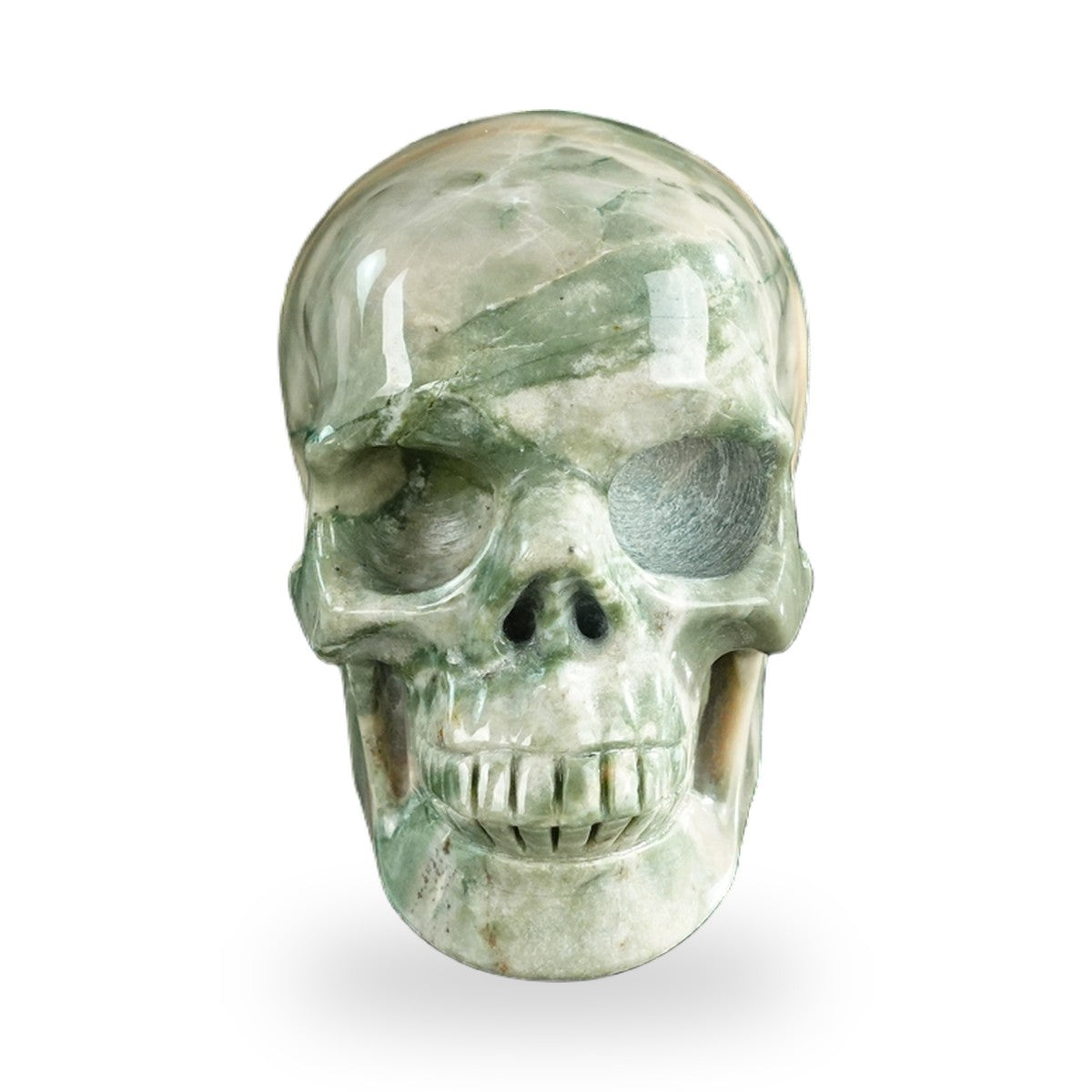Kindred Vein 3" Nine Dragon Jade Hand Carved Crystal Realistic Skull Sculpture (SKU: SKH30HA10) - Photo 71