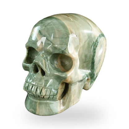 Kindred Vein 3" Nine Dragon Jade Hand Carved Crystal Realistic Skull Sculpture (SKU: SKH30HA11) - Photo 80