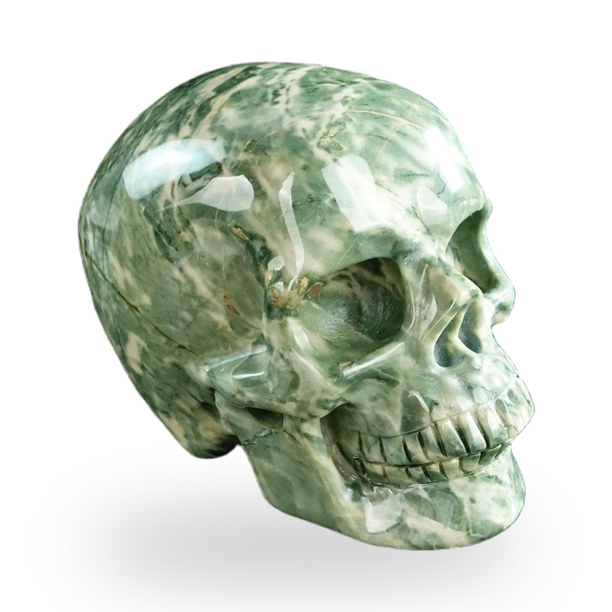 Kindred Vein 3" Nine Dragon Jade Hand Carved Crystal Realistic Skull Sculpture (SKU: SKH30HA14) - Photo 103