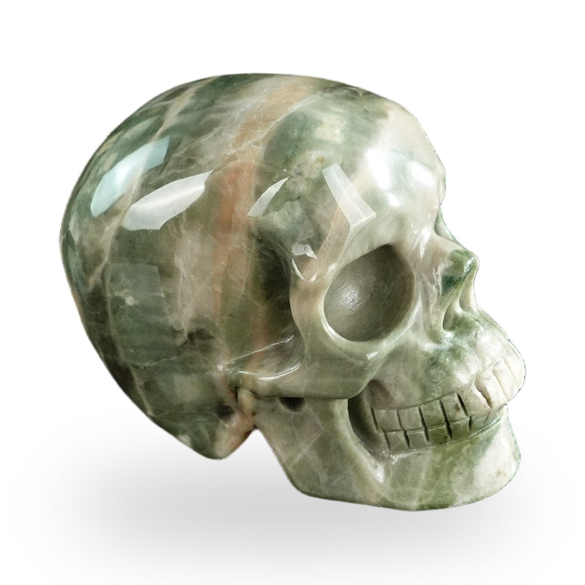 Kindred Vein 3" Nine Dragon Jade Hand Carved Crystal Realistic Skull Sculpture (SKU: SKH30HA18) - Photo 133
