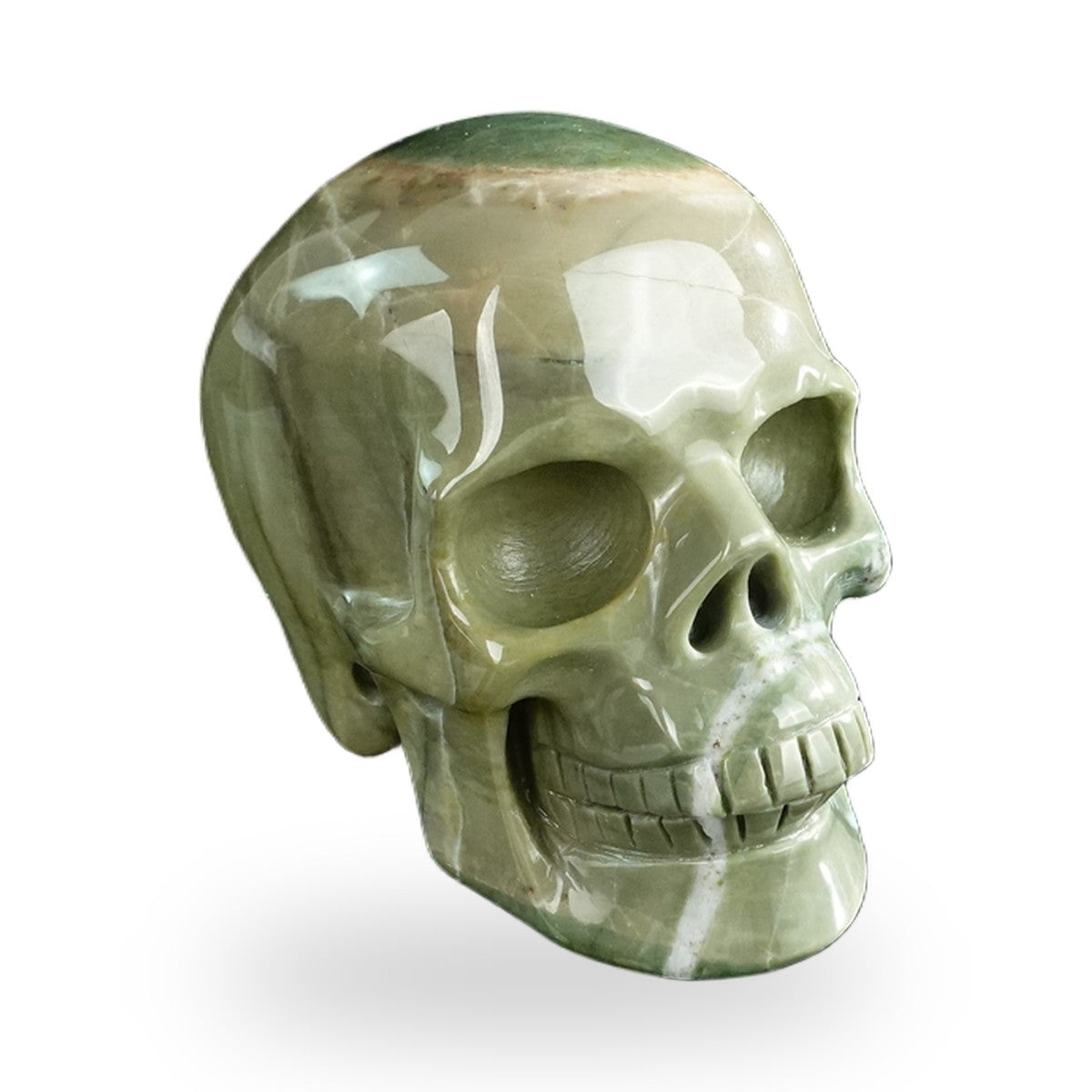 Kindred Vein 3" Nine Dragon Jade Hand Carved Crystal Realistic Skull Sculpture (SKU: SKH30HA19) - Photo 139