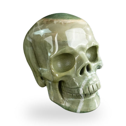 Kindred Vein 3" Nine Dragon Jade Hand Carved Crystal Realistic Skull Sculpture (SKU: SKH30HA19) - Photo 139