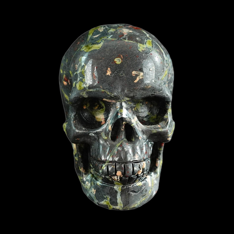3" Plum Blossom Jade Hand Carved Crystal Realistic Skull