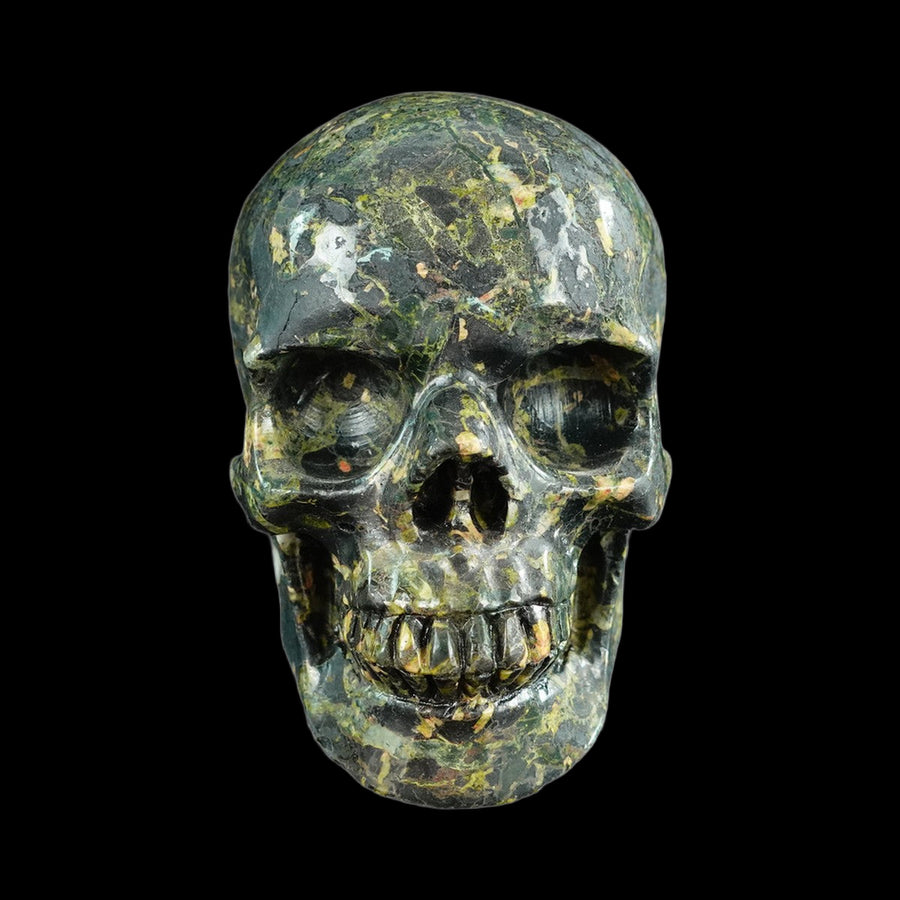 4.5" Plum Blossom Jade Hand Carved Crystal Realistic Skull