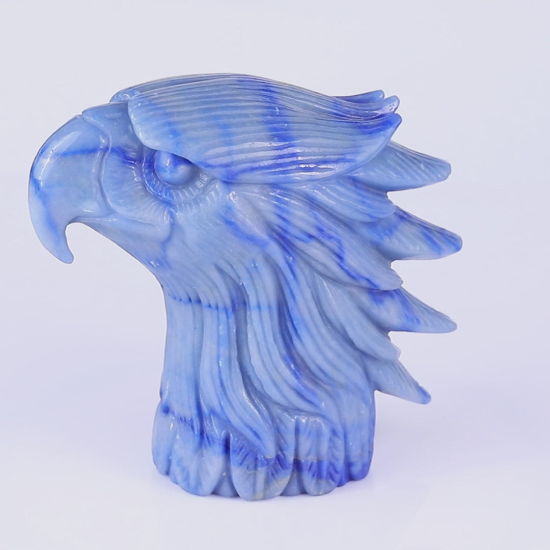 Kindred Vein 5.3" Blue Aventurine Hand Carved Eagle Head Sculpture (SKU: 4100057) - Video