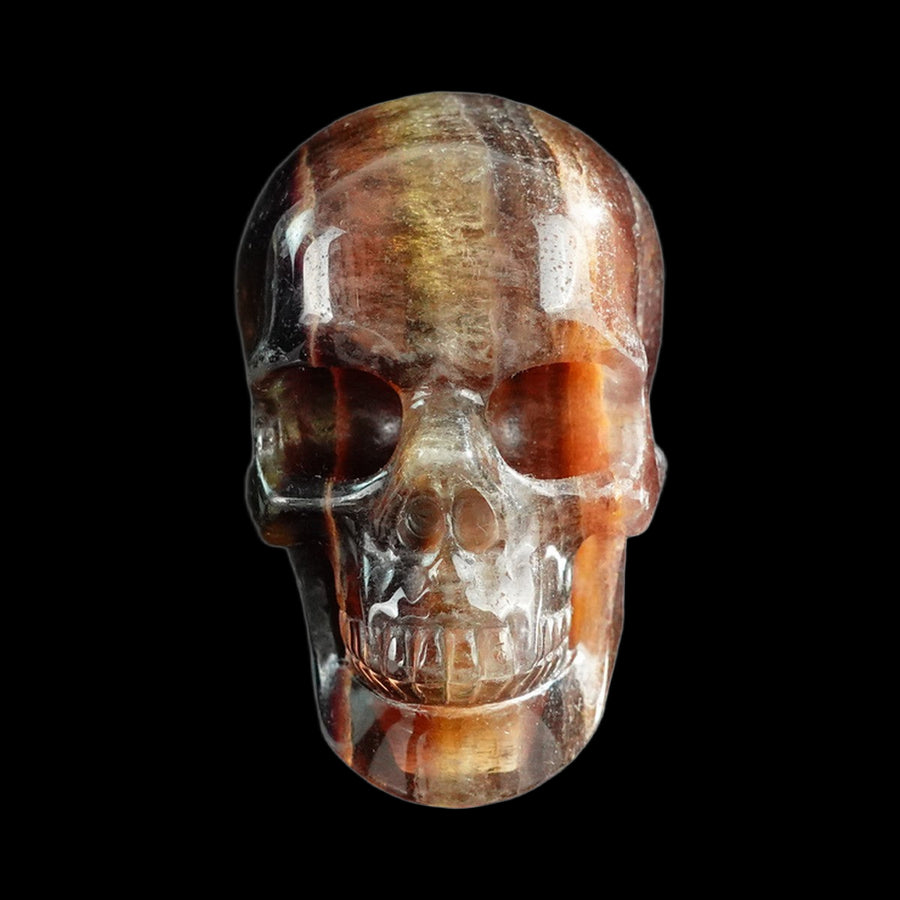 3" Rainbow Fluorite Hand Carved Crystal Realistic Skull