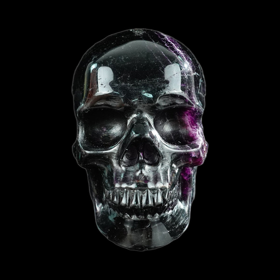 4.5" Rainbow Fluorite Hand Carved Crystal Realistic Skull