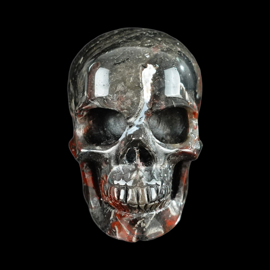 2.2" Red Crazy Lace Agate Hand Carved Crystal Realistic Skull