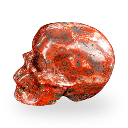 Kindred Vein 2.2" Red Crazy Lace Agate Hand Carved Crystal Realistic Skull Sculpture (SKU: SKH20RC02) - Photo 14