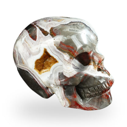 Kindred Vein 2.2" Red Crazy Lace Agate Hand Carved Crystal Realistic Skull Sculpture (SKU: SKH20RC04) - Photo 29