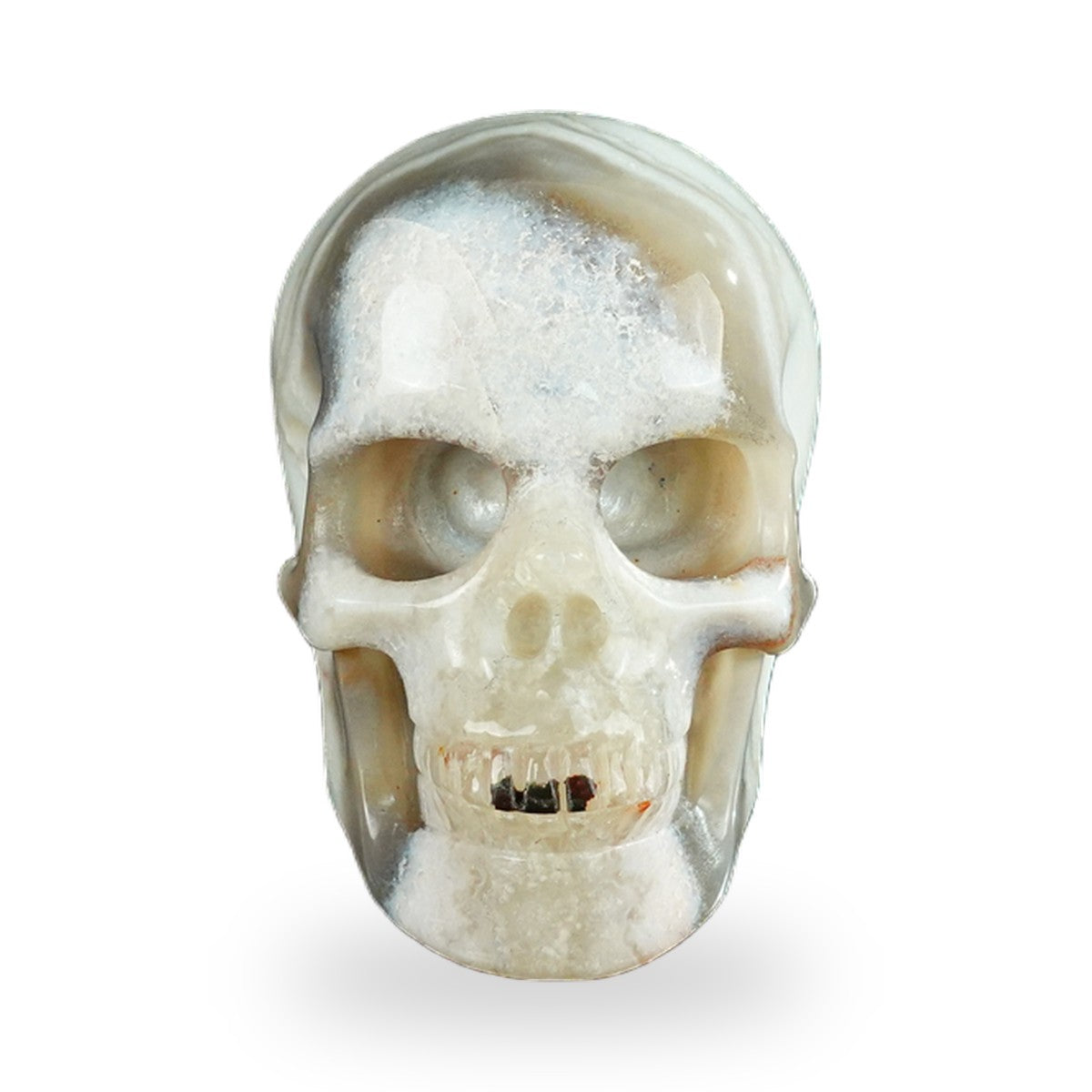Kindred Vein 2.2" Red Crazy Lace Agate Hand Carved Crystal Realistic Skull Sculpture (SKU: SKH20RC12) - Photo 89