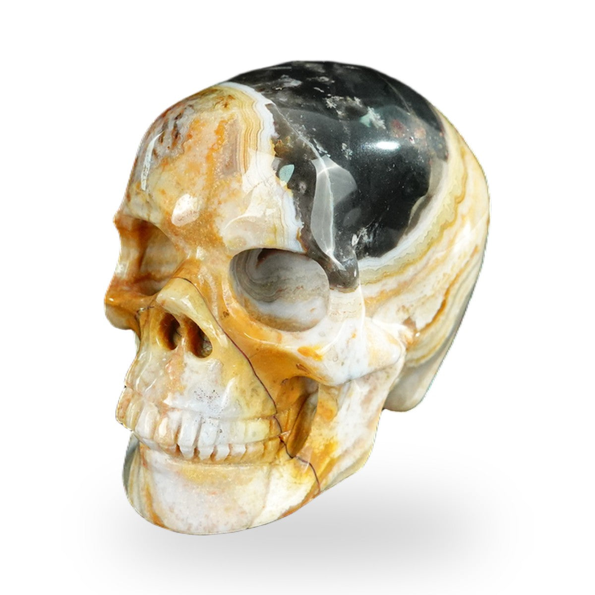 Kindred Vein 2.2" Red Crazy Lace Agate Hand Carved Crystal Realistic Skull Sculpture (SKU: SKH20RC20) - Photo 160
