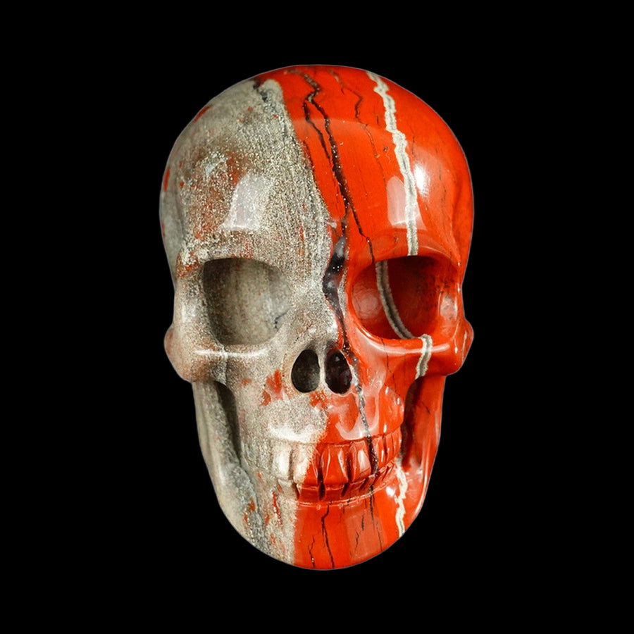 2.2" Red Jasper Hand Carved Crystal Realistic Skull
