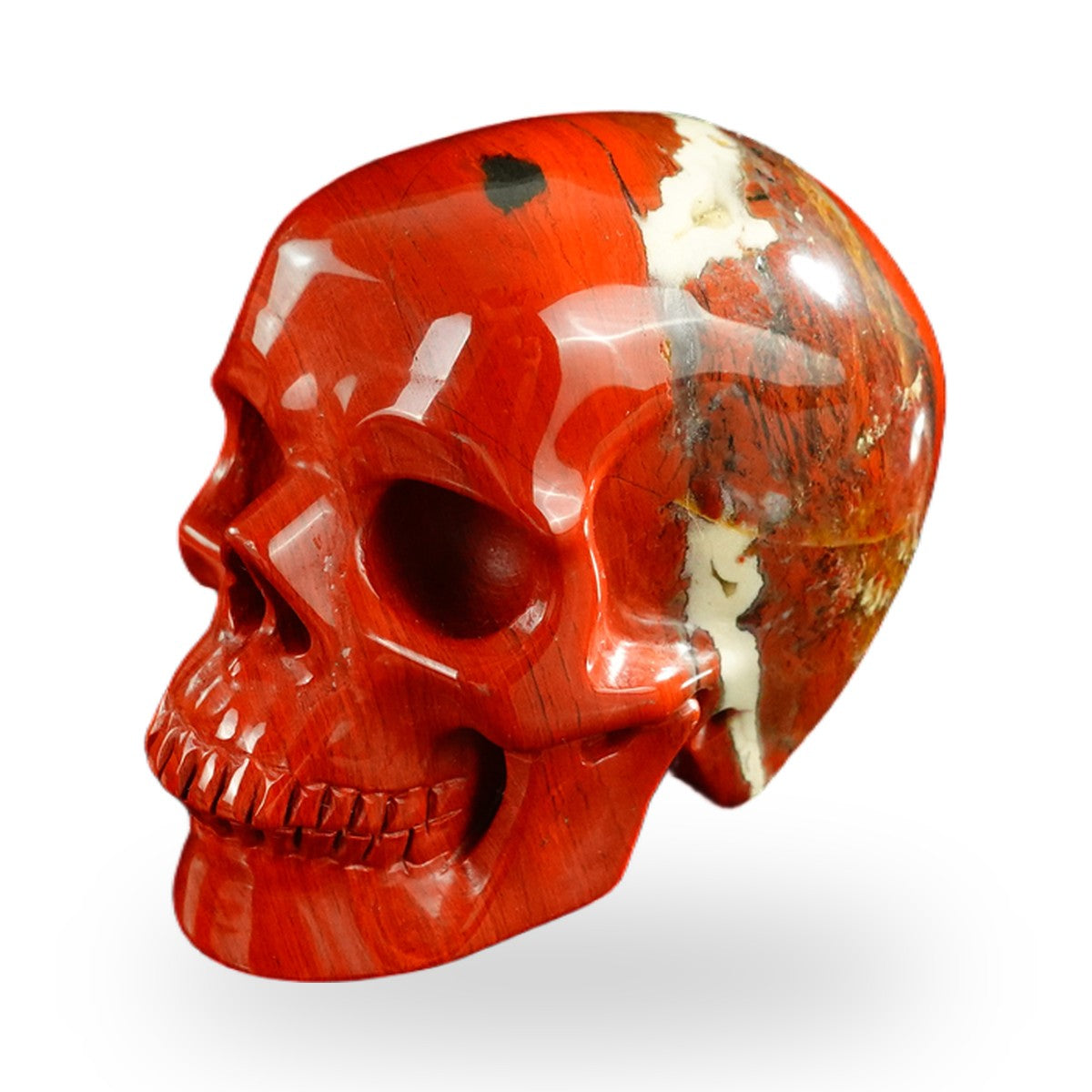 Kindred Vein 3" Red Jasper Hand Carved Crystal Realistic Skull Sculpture (SKU: SKH30RJ01) - Photo 2