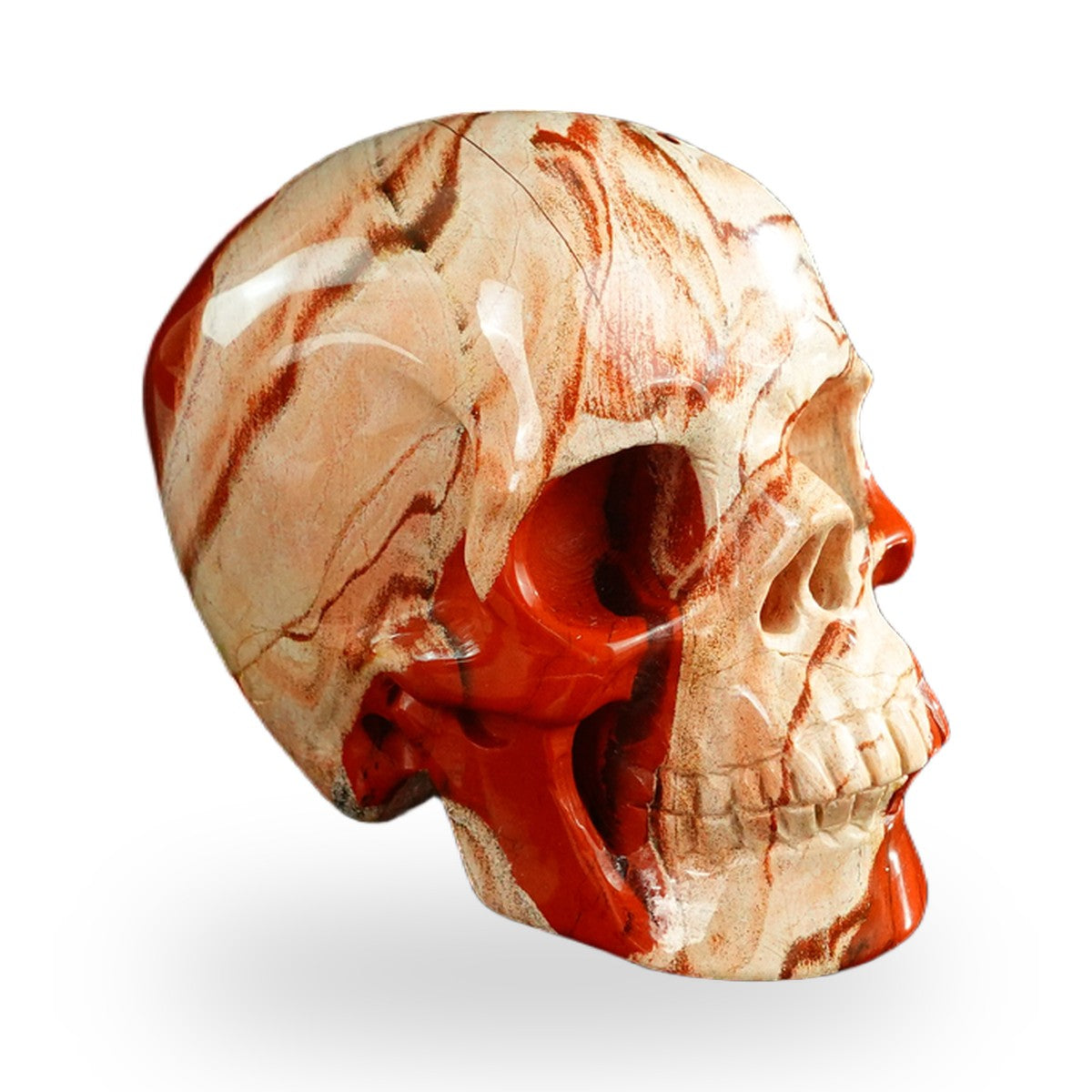 Kindred Vein 3" Red Jasper Hand Carved Crystal Realistic Skull Sculpture (SKU: SKH30RJ10) - Photo 76