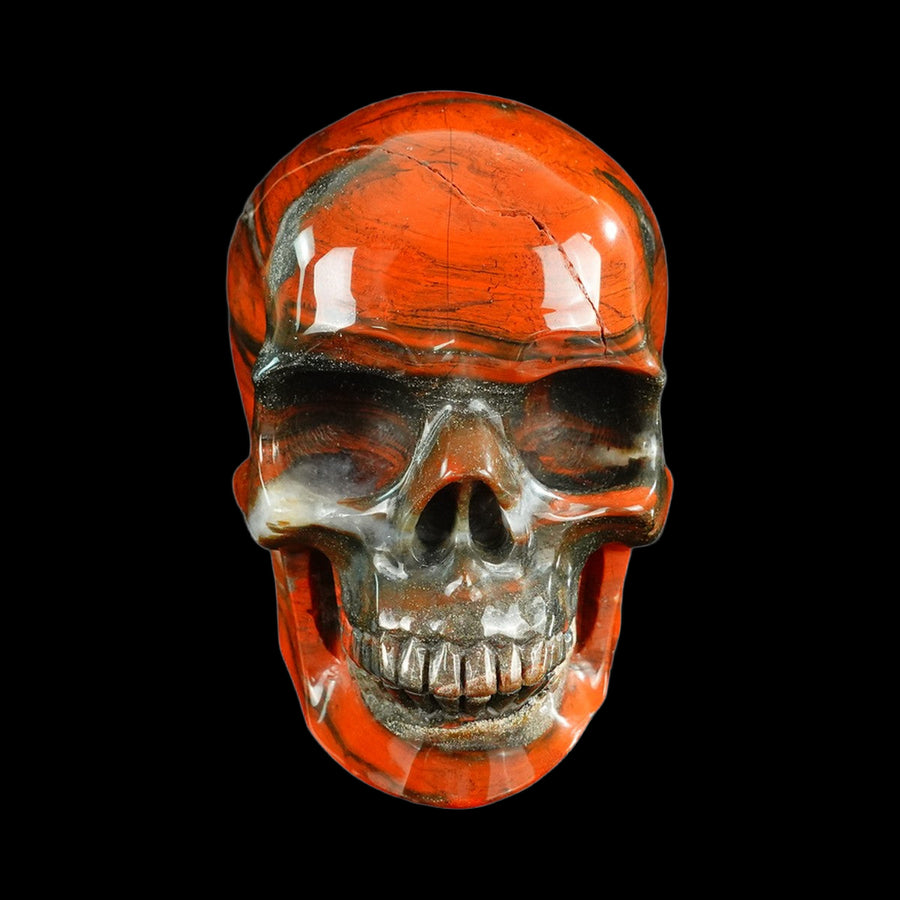 4.5" Red Jasper Hand Carved Crystal Realistic Skull